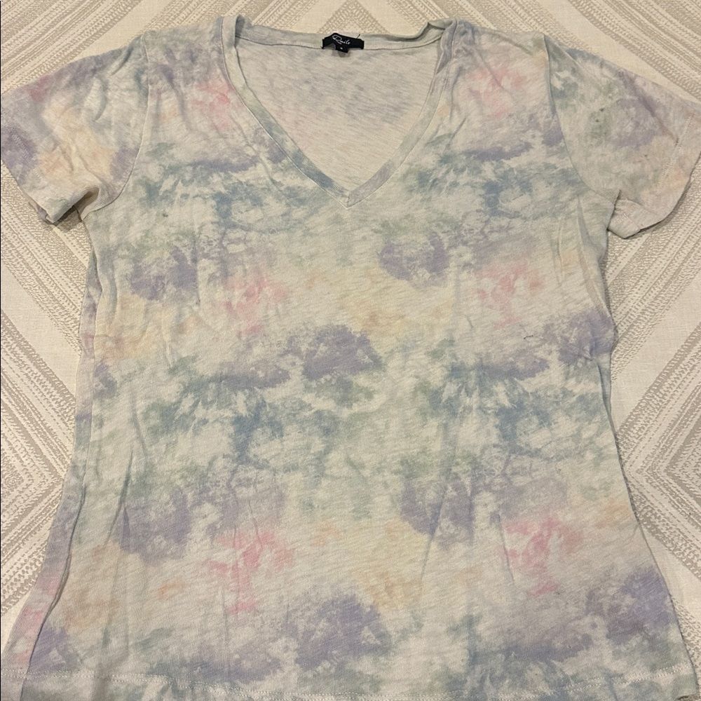 Rails Rainbow Tie-Dye Cotton V Neck T-Shirt Size Small